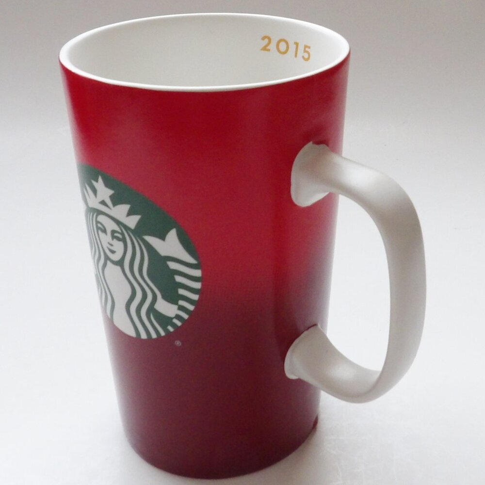 Starbucks 2015 Tall Red Holiday Coffee Latte Mug Cup 16 fl. Oz. - Picture 3 of 10